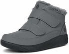 Borvan Herren Winter-Knöchelstiefel mit Klettverschluss in Grau
