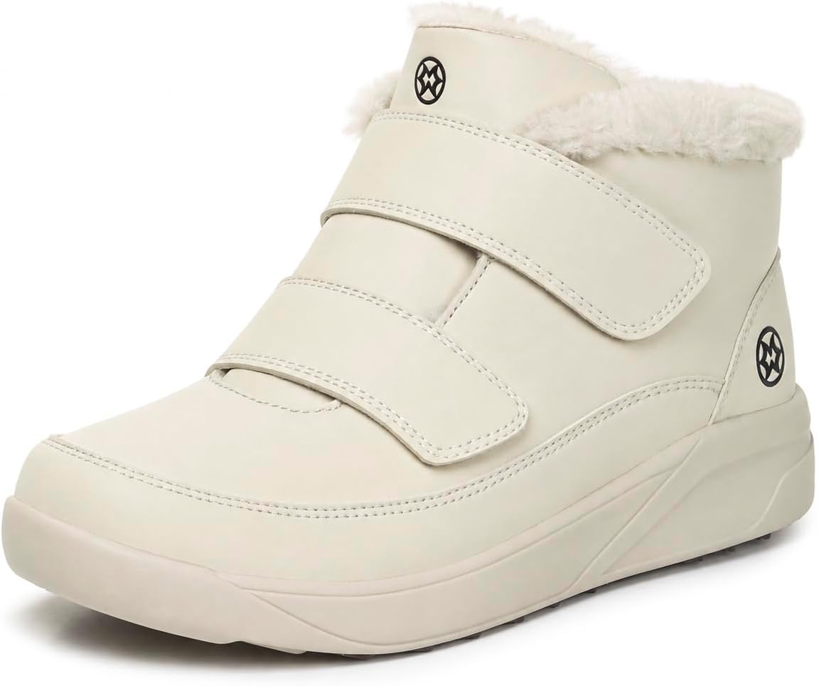 Borvan Herren Winter-Knöchelstiefel auf winterlichem Untergrund