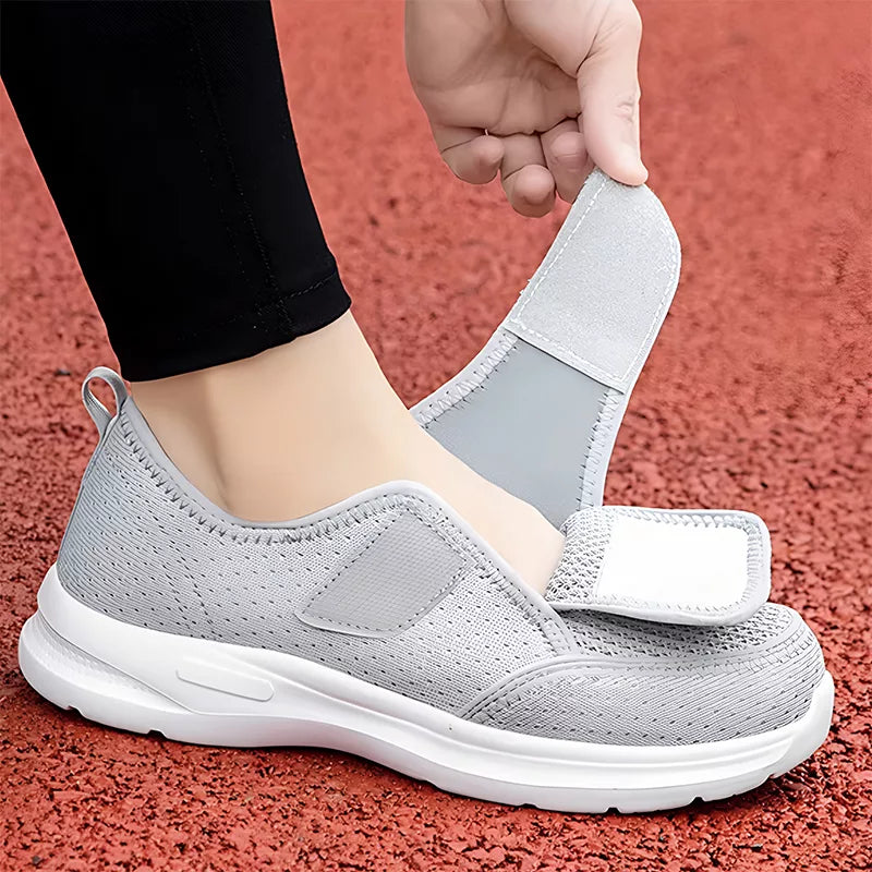 Orthopädische Damen-Schuhe für geschwollene und breite Füße mit Klettverschluss und rutschfester Sohle