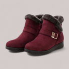 Seitenansicht der warmen Damen Ankle Boots mit Wildleder-Obermaterial