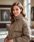 Oversized Pufferjacke Damen Weiß – Seitenansicht