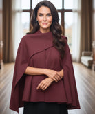Damen Wollmantel mit Oversized-Ärmeln in Burgund