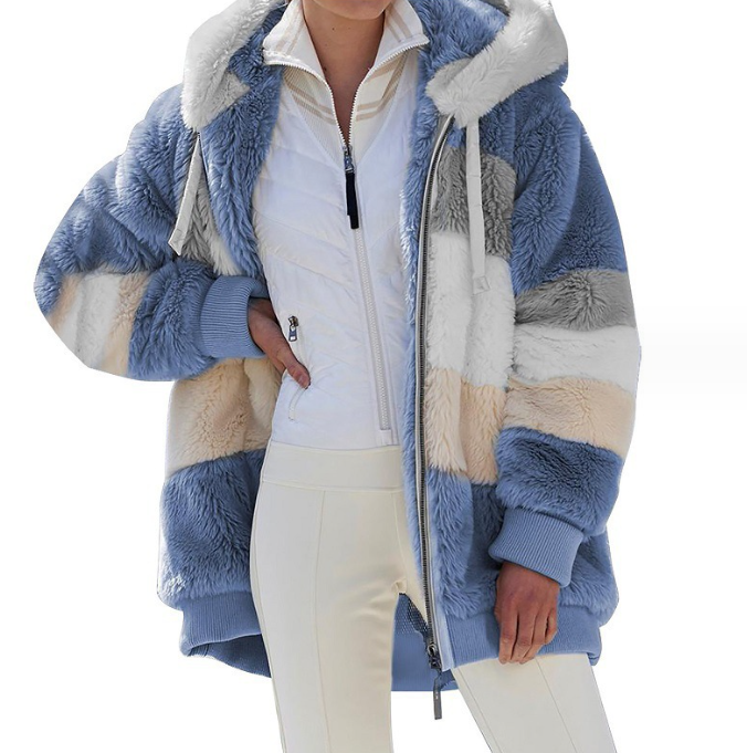 Velara Damen Plüsch-Jacke in Multicolor – Vorderansicht