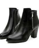 Cognac-Stiefeletten mit seitlichem Reißverschluss – Rückansicht