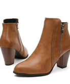 Damen-Stiefeletten mit Blockabsatz – Detailansicht Naht und Zipper