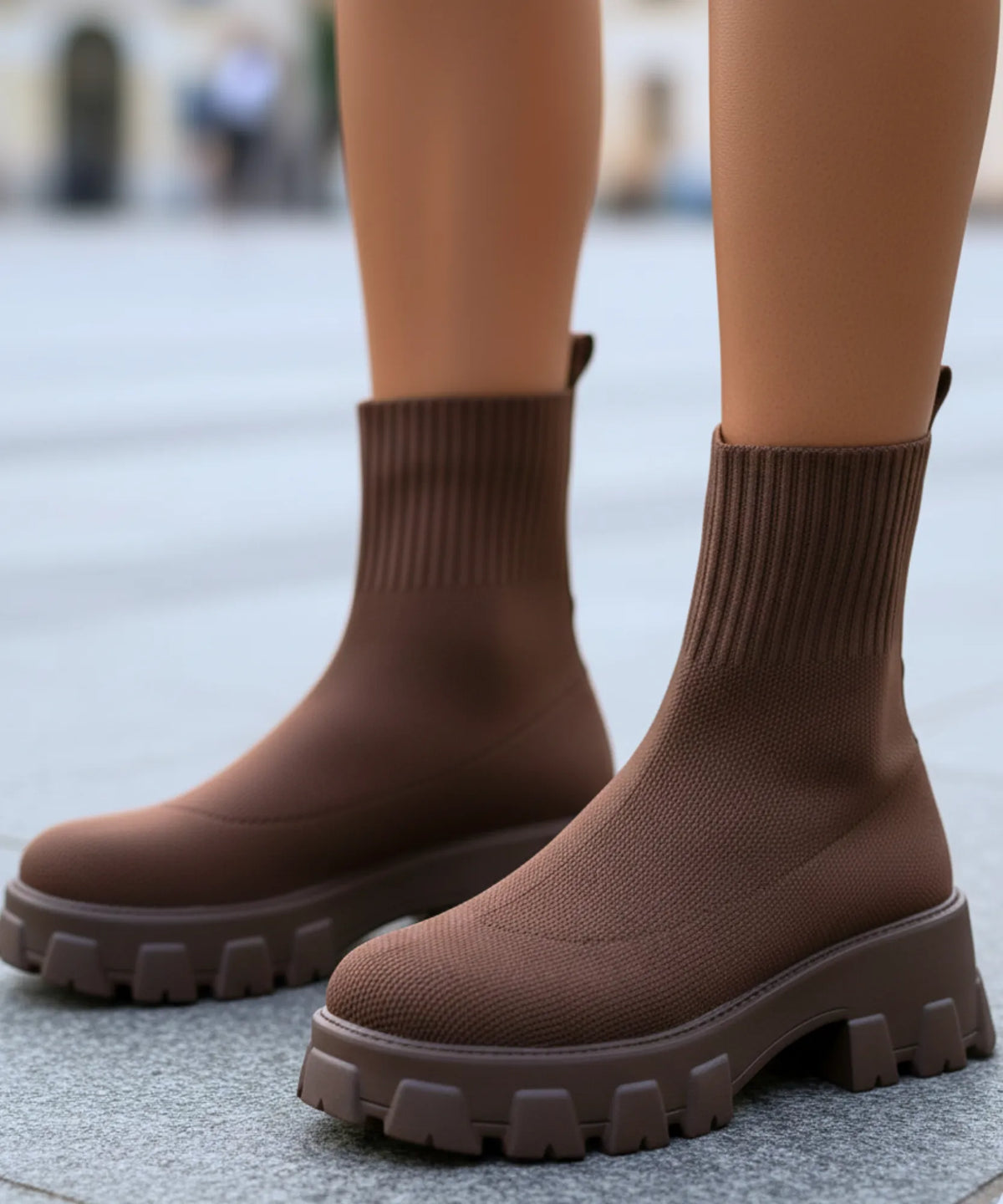 Seitenansicht der Plattformbasis und abgerundeten Schuhspitze in Schwarz