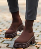 Damen Strickstiefel Slip-on-Einstieg ohne Verschluss, Detailaufnahme