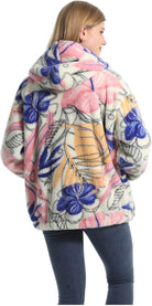 Detailaufnahme Kapuze der Florinda Teddy-Fleece-Jacke mit Blumendruck
