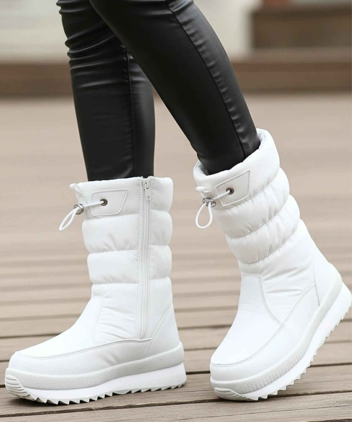 Damen Winterstiefel schwarz gesteppter Schaft wasserdichte PU-Beschichtung