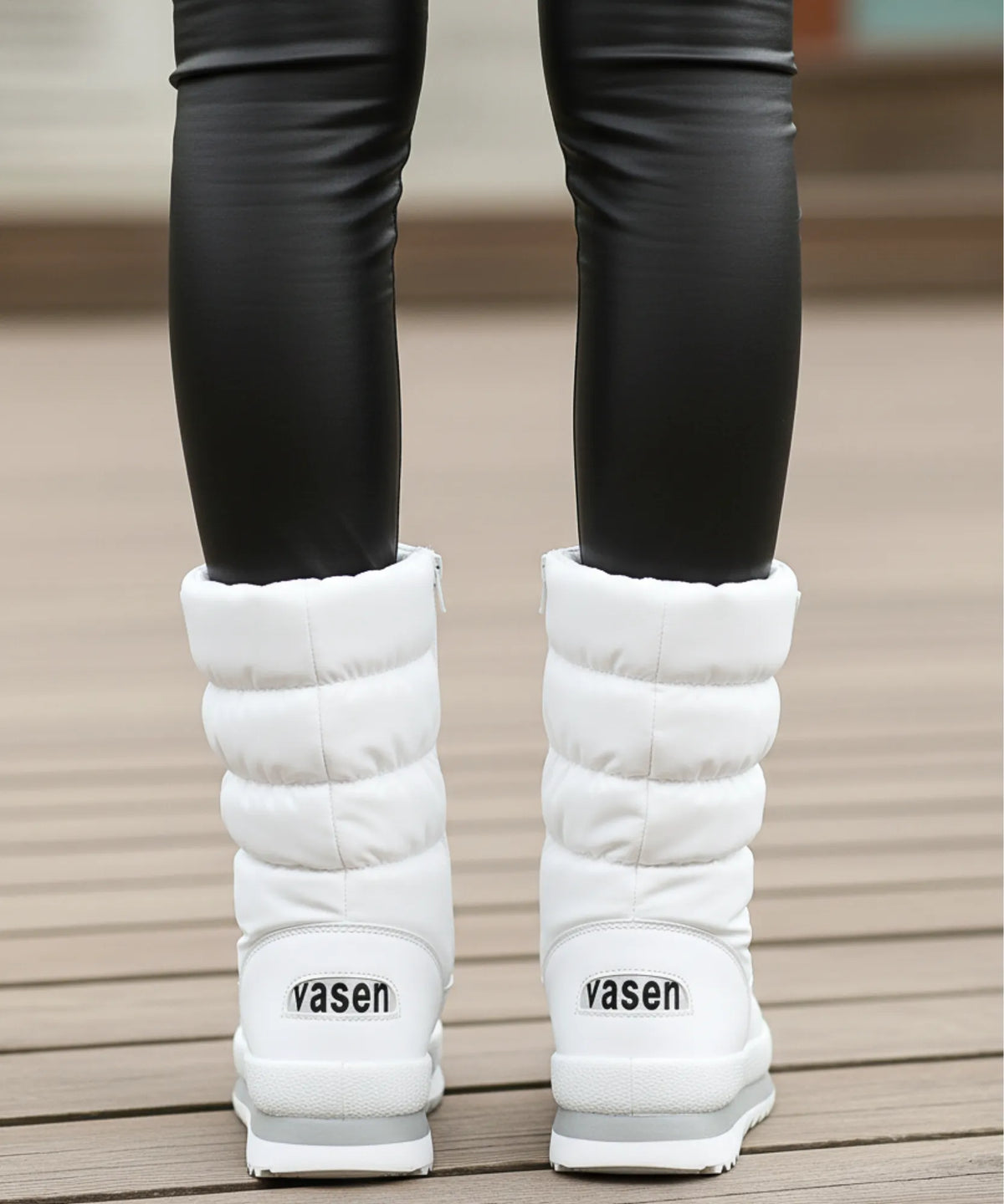 Frida Damen Winterstiefel weiß verstellbarer Schaft Kordelzug
