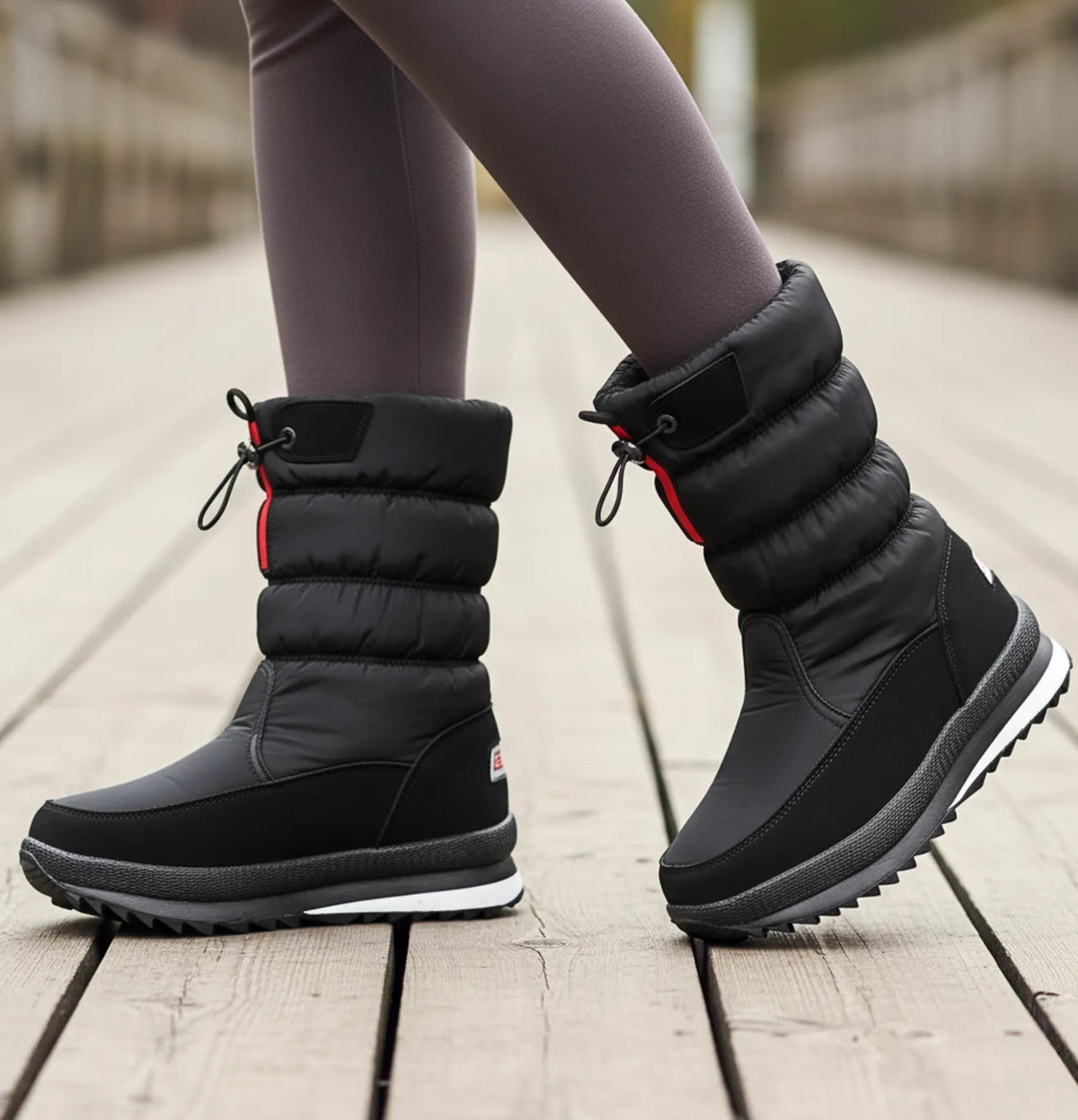 Damen Puffer-Stiefel Plateau-Sohle 1,5 cm Isolierung Schneeuntergrund