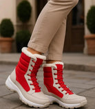 Schneestiefel Damen Rot – Profilsohle und wadenhoch geschnittener Schaft