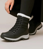 Damen Stiefel Schwarz-Weiß mit gestepptem Schaft und rutschfester Sohle