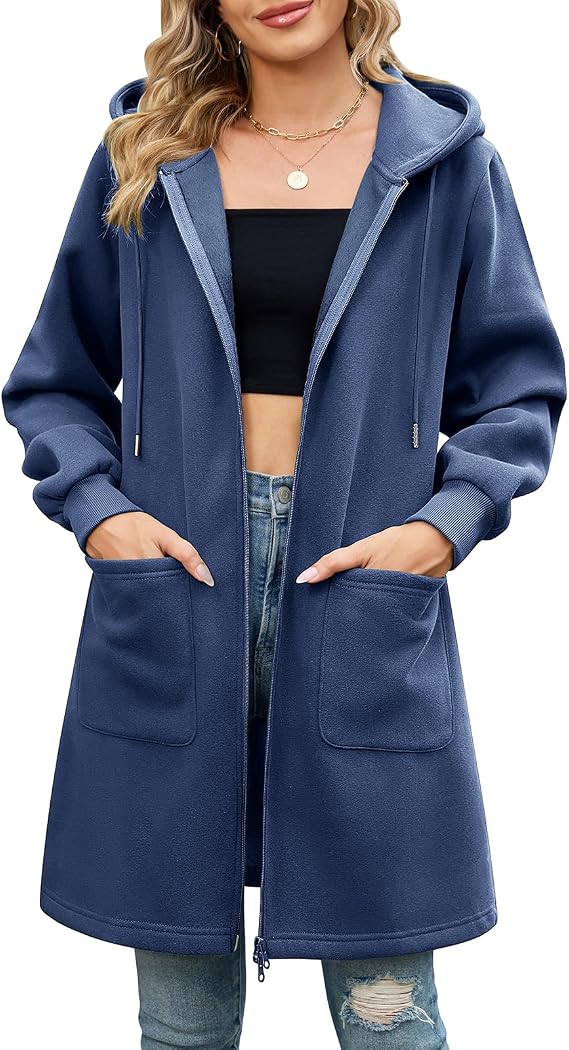 Elvienne Damenjacke in Marineblauw – Casual Outfit mit Jeans