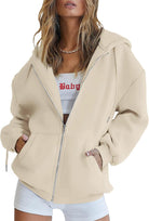 Detailaufnahme Reißverschluss und Kapuze des Finnea Damen Oversized Hoodies