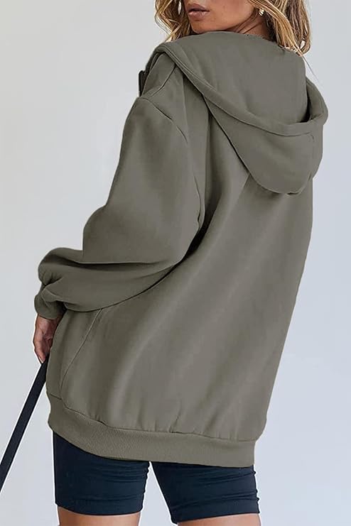Damen Hoodie in Dunkelblau – lockere Passform für Herbst und Winter