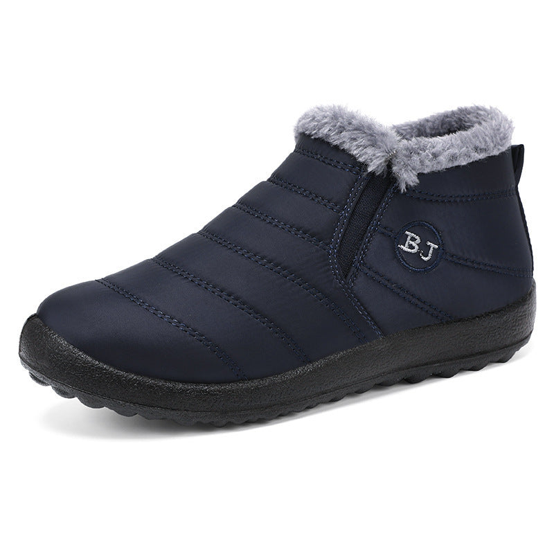 Kurkumagelbe Damen Winterstiefel – Slip-On-Design seitlich