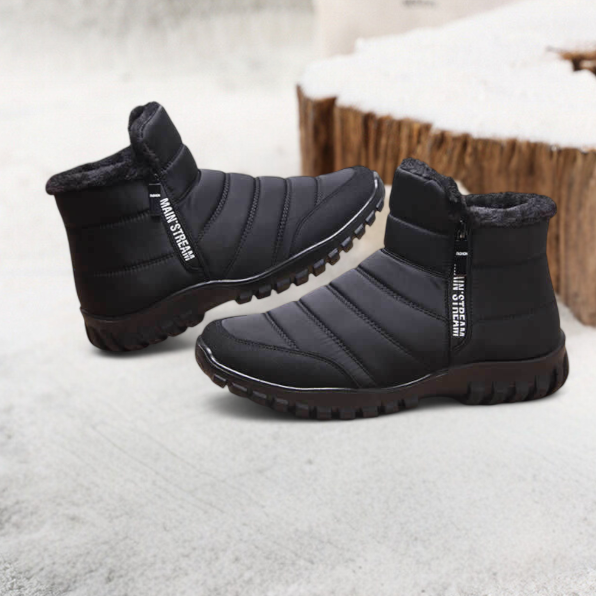 Herren Winterstiefel Schwarz – rutschfest auf vereistem Untergrund