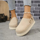 Lorette Damen Plateau-Clogs in Beige mit verstellbarem Fersenriemen, Seitenansicht