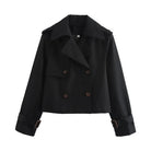 Damen Crop-Jacke Braun – Rückenansicht mit langen Ärmeln und cleaner Linie