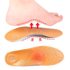 Orthopädische Leder-Einlegesohlen mit Gewölbeunterstützung und Belüftungslöchern für schmerzfreie Füße
