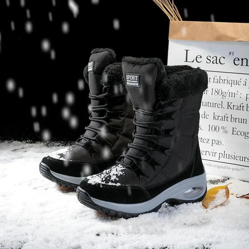 Verstellbare Schnürung der Silvana Winterstiefel, Nahaufnahme